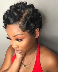 Finger Waves Short Hair, Black Hair Short Cuts, Beautiful Black Hair, Cut Life, Finger Waves