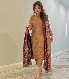 Groom Mother Dress Pakistani, Ubtan Dresses Pakistani, Nikah Dresses, Barat Dress, Casual Bridal Dress, Suits For Women Indian, V Dress, Eid Special