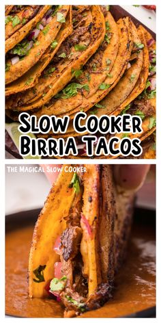 slow cooker burrito tacos with text overlay