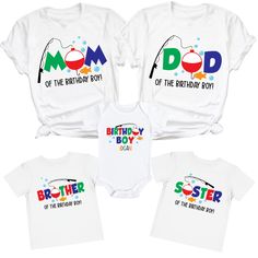 three personalized shirts for the birthday boy