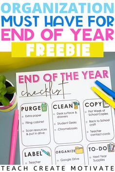 a free end of the year worksheet for students to organize and print out