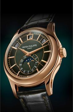 Patek Philippe Watches Men, Rolex Wrist Watch, Date Month, Swiss Watch Brands, Patek Philippe Calatrava, Annual Calendar, Black Gradient, Classy Jewelry