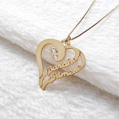 Custom Birthstone Heart Name Necklace,Heart Name Necklace,Personalized Birthstone Name Necklace,Birt Heart Cut Name Necklace For Valentine's Day, Valentine's Day Heart Cut Name Necklace, Personalized Heart-shaped Birthstone Necklace For Valentine's Day, Personalized Heart Birthstone Necklace For Valentine's Day, Gold Heart Beads Jewelry For Birthday, Gold Heart Birthstone Necklace For Anniversary, Gold Heart-shaped Birthstone Necklace For Anniversary, Valentine's Day Heart Pendant Necklace With Birthstone, Engraved Birthstone Necklace For Valentine's Day