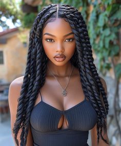 Trendy Jumbo Boho Twisted Braids 🌟 Twisted Braids, Braided Dreadlocks, Character Styles, Braiding Your Own Hair, Braids For Black, Natural Hair Twists