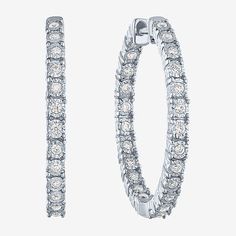 Features: Quick ShipDiamond Clarity: I1-I2Earring Back: HingedSetting: NickStone Cut: RoundDiamond Color: G-HMetal Color: WhiteEarring Length: 25mmEarring Width: 2.5mmRounded Carat Weight: 1/2 Ct. T.w.Metal: Sterling SilverCare: Wipe CleanStone Type: 48 Lab Grown DiamondAuthenticity: Lab Grown DiamondBirthstone: April BirthstoneEarrings Style: Hoop EarringsCountry of Origin: Imported White Diamond Cut Hoop Jewelry, White Small Hoop Jewelry With Prong Setting, White Small Hoop Earrings With Prong Setting, White Diamond Cut Small Hoop Earrings, White Small Hoop Diamond Cut Earrings, White Diamond Cut Hoop Earrings For Anniversary, Classic White Small Hoop Earrings, Classic White Hoop Huggie Earrings, White Hoop Earrings For Anniversary