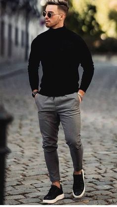 Black Outfit Men, Mens Business Casual Outfits, Herren Style, Formal Men Outfit, Smart Casual Men, Stylish Men Casual, Outfit Chic