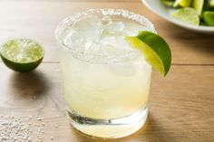 a margarita with lime and sugar on the rim