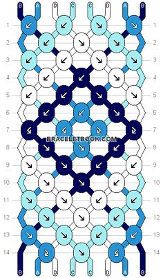 an image of a pattern with arrows and circles in blue, white, and black