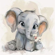 an elephant with big ears sitting on the ground