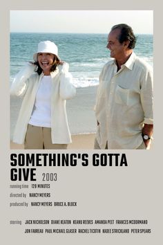 an advertisement for something's gota with two people on the beach in front of the ocean