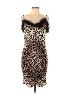 Shein Cocktail Dress Size: Large Brown Dresses - used. 95% POLYESTER, 5% SPANDEX, Scoop Neck, Animal Print, Short, Sleeveless | Shein Cocktail Dress: Brown Animal Print Dresses - Used - Size Large Brown Cocktail Dress, Brown Cocktail, Brown Dresses, Print Dresses, Animal Print Dresses, Brown Dress, Print Dress, Scoop Neck, Animal Print