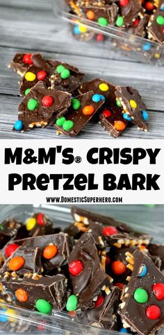 m & m's crispy pretzel bark is an easy snack for kids and adults