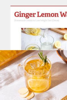 ginger lemon water in a glass mug with sliced lemons