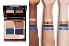 Blue Brown Eyeshadow, Blue Eyeshadow Makeup Looks, Olive Skin Lipstick, Blue Eyeshadow Palette, Brown Eyeshadow Palette, Blue Eyeshadow Makeup, Mac Lipstick Swatches, Budget Makeup, Blue Makeup Looks