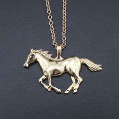 Horse Running Necklace-3 Gold Horse Design Pendant Necklace, Gold Pendant Necklace With Horse Design, Running Necklace, Equestrian Necklace, Horse Running, Necklace Chain Types, Running Horse, Horse Pendant, Horse Necklace