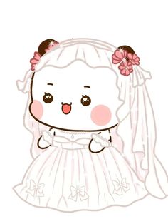 a drawing of a wedding dress with flowers in her hair and veil over her head