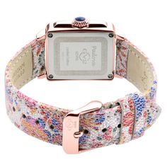 GV2 12336B Women's Padova Gemstones Swiss Diamond Watch GV2 Women's Swiss Watch from the Padova Gemstones Collection 28.5 mm Rectangle Rose Gold case, push pull crown Stunning Silver White/Pink MOP dial with Diamond Cut ring on dial 22 Red Garnet Gemstones/1 diamond on dial Genuine Pink Flower Leather strap with Tang Buckle Anti-reflective Sapphire Crystal Water Resistant to 30 Meters/3ATM Swiss Quartz Movement Ronda 762 Diamond Cut Ring, Diamond Ring Cuts, Crystal Water, Swiss Watch, Rose Gold Case, Cheap Gifts, Denim Shoes, Crossbody Messenger Bag, Diamond Watch