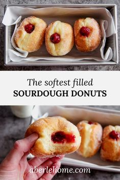 the softest filled sourdough donuts are ready to be eaten