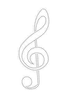 a musical note with dotted lines in the shape of a treble