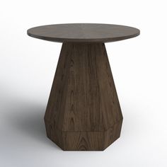 a round wooden table on a white background with no one around it or someone else