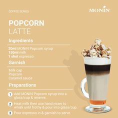 MONIN is a family owned, French business established in 1912. MONIN syrups are gourmet flavoured syrups that add exceptional flavour to drinks of all imaginations. Monin Popcorn Syrup is a delightful and innovative choice for businesses seeking to elevate their beverages with the unique and nostalgic taste of popcorn. This 700ml bottle captures the essence of buttery popcorn, meticulously crafted to meet the discerning demands of your clientele. Monin Popcorn Syrup is a versatile and essential c Kahlua Baileys Drinks, Coffee Shop Recipes, Baileys Drinks, Buttery Popcorn, Food Plating Techniques