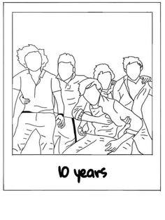 a coloring page with the words 10 years in front of it and an image of people standing