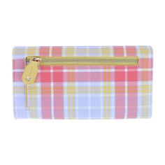 This colorful and beautiful summer plaid clutch wallet is a fun way to keep your cash, cards, and coins stored and organized. The interior has multiple pockets, including 3 gusseted compartments to separate your cash, coupons, and your receipts. The RFID blocking will help protect your personal information against identity theft and fraud. Made of Vegan Leather Multicolor Bifold Bags With Card Slots, Multicolor Travel Clutch With Card Slots, Multicolor Clutch Wallet With Card Slots, Multicolor Bifold Travel Bag, Multicolor Rfid Blocking Travel Bag, Multicolor Travel Coin Purse With Card Slots, Multicolor Coin Purse With Card Slots For Travel, Multicolor Travel Wallet Clutch, Multicolor Clutch Wallet For Travel