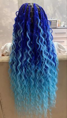 Blue Boho Braids, Blue Goddess Braids, Blue Braids For Black Women, Blue Hair Braids, Turquoise Braids, Blue And Black Braids, Black Braids Hairstyles, Braids Blue, Braids Hairstyles Ideas