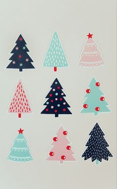 christmas trees cut outs on pink background