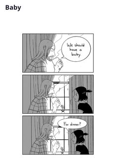 a comic strip with an image of two people looking out the window at each other