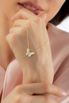 Minimalist Gold Diamond Butterfly Necklace, 14k Solid Gold Diamond Necklace, Tiny Butterfly Jewelry, Christmas Gift for Best FriendOur gold necklaces are perfect choice for a Christmas, Mother’s Day, valentine's day, birthday, wedding, anniversary, graduation, engagement, bridesmaid, and best friends gift. It’s a good way to show appreciation to your mom, girlfriend, wife, grandmother, grandchildren, daughter, sister, best friend, boss or a co-worker. Also, a special treat just for yourself.   F Diamond Star Necklace, Tiny Jewelry, Butterfly Necklace Gold, Solid Gold Necklace, Gold Diamond Necklace, Diamond Star, Butterfly Jewelry, Butterfly Necklace, Butterfly Pendant