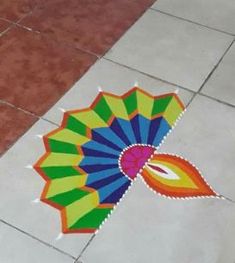 a colorful umbrella painted on the ground