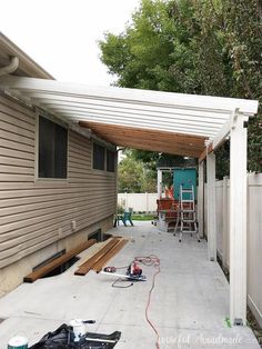 the back porch is being built and ready to be used as an outdoor living space