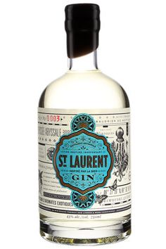 a bottle of st laurent gin on a white background