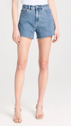 Find ABRAND Venice Shorts on Editorialist. Fabric: Mid-weight, low-stretch denim,Raw hem,Leather logo patch at back,Button closure and zip fly,5-pocket styling,Shell: 99% cotton/1% elastane,Wash cold,Imported, China Spring Stretch Bottoms With Standard Cut Leg, Trendy Fitted Cutoff Bottoms, Fitted Mid-rise Bottoms With Frayed Hem, High Waist Rigid Denim Bottoms With Frayed Hem, Fitted Cutoff Dark Wash Bottoms, Denim Bottoms With Five Pockets For Summer, Fitted Dark Wash Cutoff Bottoms, Spring Dark Wash Bottoms With Standard Cut Leg, Denim Pants With Built-in Shorts And Short Legs