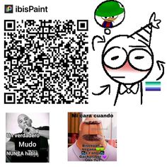 a qr code with an image of a man in a party hat