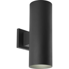 an outdoor wall light with a black cylinder