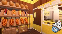 an animated image of some food items in a store