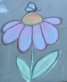 a drawing of a flower with a butterfly on it