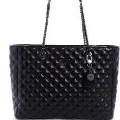 New Guess Women's Paladino Classic Black Quilted Large Tote Bag Handbag Purse Tweed Bag, Guess Bags, Quilted Totes, Black Purse, Black Quilt, Black Purses, Quilted Bag, Large Tote Bag, Louis Vuitton Bag Neverfull