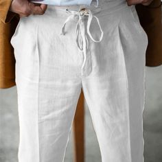 Season:Summer; Fabric:Linen Cotton Blend; Gender:Men's; Style:Fashion,Streetwear; Elasticity:Inelastic; Occasion:Casual,Beach,Daily,Holiday; Fit Type:Regular Fit; Function:Breathable,Soft; Waistline:Mid Waist; Pattern:Plain; Pants Type:Trousers,Summer Pants,Linen Pants,Beach Pants; Fly Type:Drawstring; Front page:FF; Listing Date:02/07/2023; Production mode:External procurement; Hips:; Length:; Waist:; Fit US Size:null; Fit UK Size:null; Fit EU Size:null; Print Type:3D Print White Pants Men, Linen Beach Pants, Mens Linen Pants, Classy Outfits Men, Streetwear Mode, White Linen Pants, Leisure Suit, Cotton Linen Pants, Guys Clothing Styles