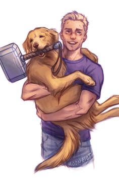 a man holding a dog in his arms