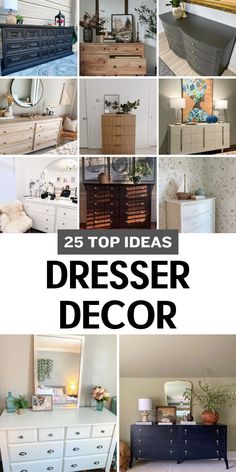 the 25 top ideas for dressers in this collage are all white and blue