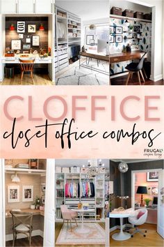 office closets and desks are featured in this collage