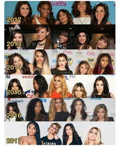 many different pictures of the same women in their respective years, from 2009 to 2013