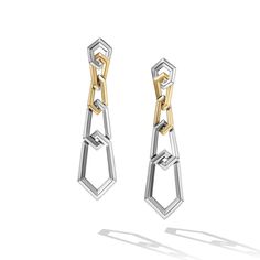 David Yurman Carlyle Linked Drop Earrings in Sterling Silver with 18K Yellow Gold David Yurman Earrings, The Jazz Age, Gold Inspiration, High Jewelry Ring, Designer Diamond Jewellery, Deco Architecture, Jewelry Appraisal, Jazz Age, Art Deco Architecture