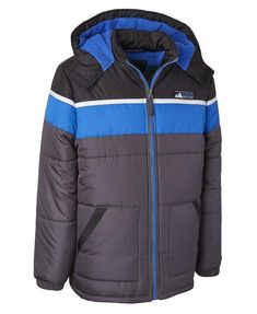 IXTREME Boys' M(10-12), XL(19-20) Charcoal Hooded Colorblock Puffer Jacket NWT $85 Keep him totally warm and cozy for cold-weather adventures with Ixtreme's colorblocked jacket, which comes complete with a matching hat. Heavy weight; water resistant and wind resistant Polar fleece lining Side-entry pockets Zipper and stay-put closures Hooded; stand collar; includes fleece hat Polyester; lining: polyester; fill: polyester Machine washable NWT, new with tags MSRP $85.00 You don't have to spend hun Fleece Hat, Outdoor School, Matching Hat, Plus Size Designers, Plus Size Shopping, Polar Fleece, Trendy Plus Size, Boot Shoes Women, Puffer Jacket