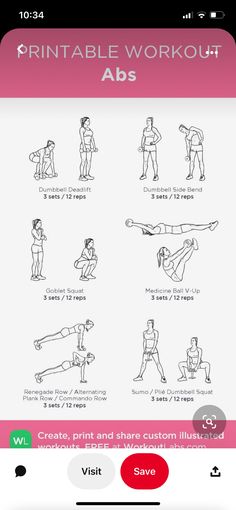 an iphone screen showing how to use the printable workout abs