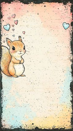 a drawing of a squirrel with hearts on it's back