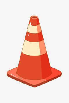 an orange and white traffic cone sitting on top of a red plate, transparent png